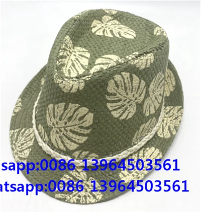 Pălărie respirabilă Fedora imprimată cu frunze de palmier
