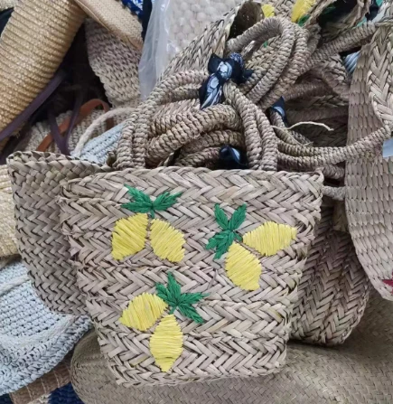 Geantă de paie de broderie