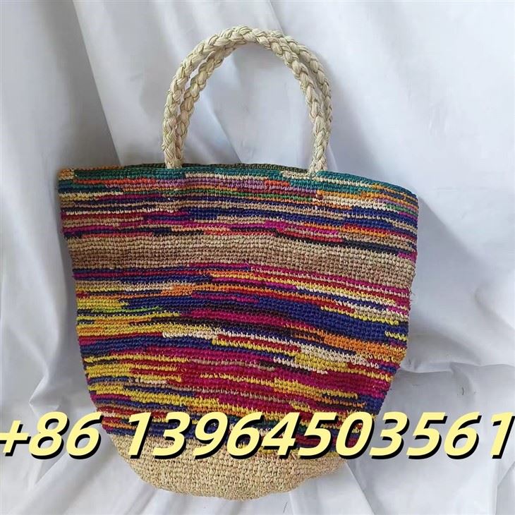 Găleată de rafie multicolor handmade