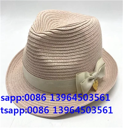 Femei roz deschis de hârtie paie de hârtie fedora cap pălărie de soare