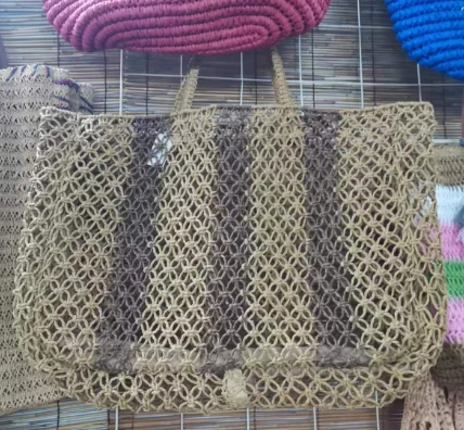 Geantă tote maro pentru femei Big Hollow țesute manual