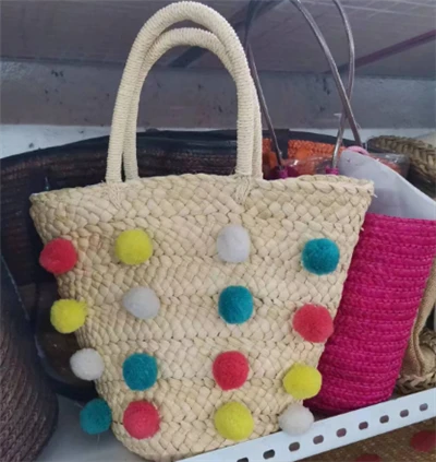 Bile colorate geantă de paie făcută manual