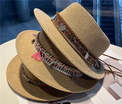 Pălărie de plajă de paie pentru femei Boho maro