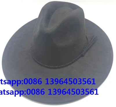 Pălărie Neagră din Lână Rancher Pălărie de cowboy Fedora