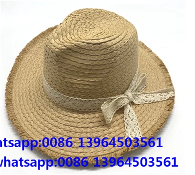 Pălărie de plajă cu bandă de dantelă