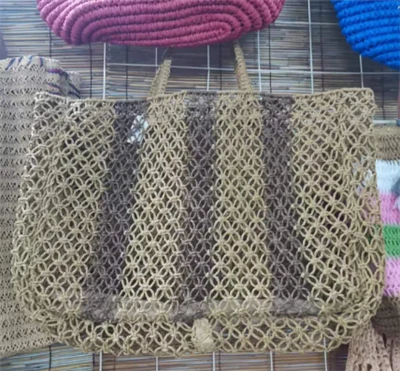 Geantă tote maro pentru femei Big Hollow țesute manual