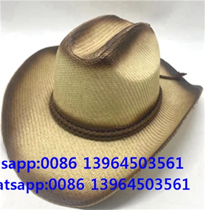 Pălărie de cowboy de paie unisex în stil jazz