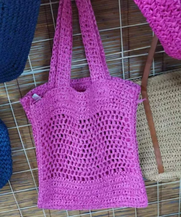 Geantă Roz Personalizată De Femei De Hârtie De Croșetat Cu Logo