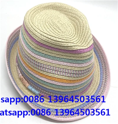 Pălărie Fedora Multicoloră De Paie Pentru Femei