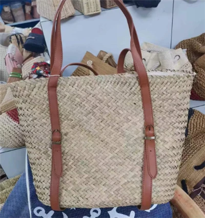 PU lung mâneră geantă elegantă de paie